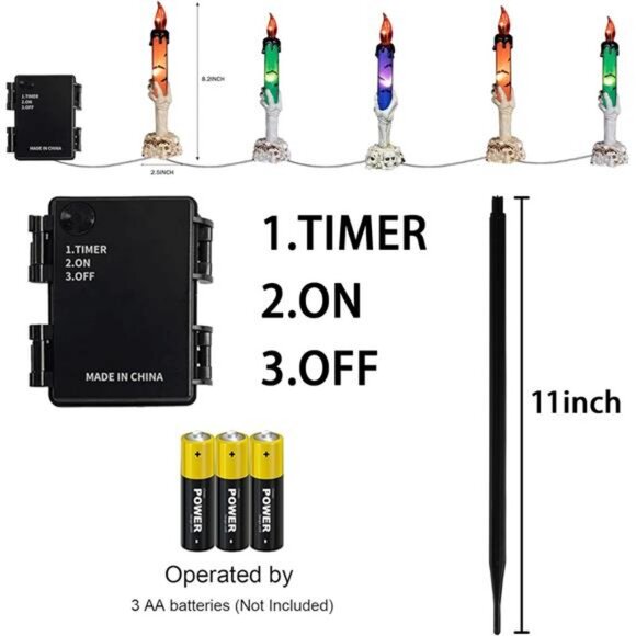 Halloween Decorations, 5 Pack Skull Candle Lights with Stakes, Battery Operated - Picture 2 of 8